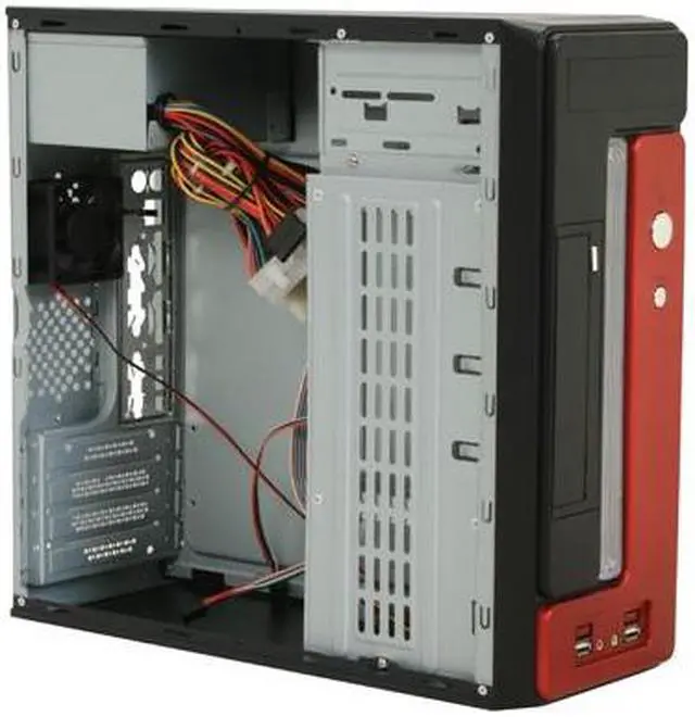 Alt view image 8 of 11 - Athena Power CA-1015CR30 Red / Black Steel MicroATX Desktop / MicroATX Slim Computer Case 300W Power Supply