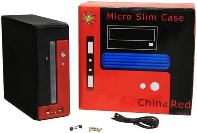 Alt view image 11 of 11 - Athena Power CA-1015CR30 Red / Black Steel MicroATX Desktop / MicroATX Slim Computer Case 300W Power Supply