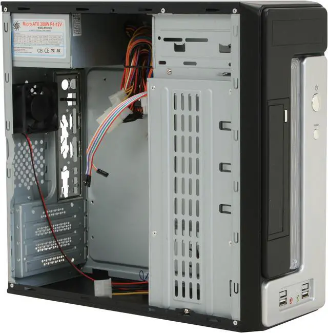 Alt view image 8 of 11 - Athena Power CA-1015IS30 Silver / Black Steel MicroATX Desktop / MicroATX Slim Computer Case 300W Power Supply