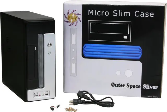 Alt view image 11 of 11 - Athena Power CA-1015IS30 Silver / Black Steel MicroATX Desktop / MicroATX Slim Computer Case 300W Power Supply