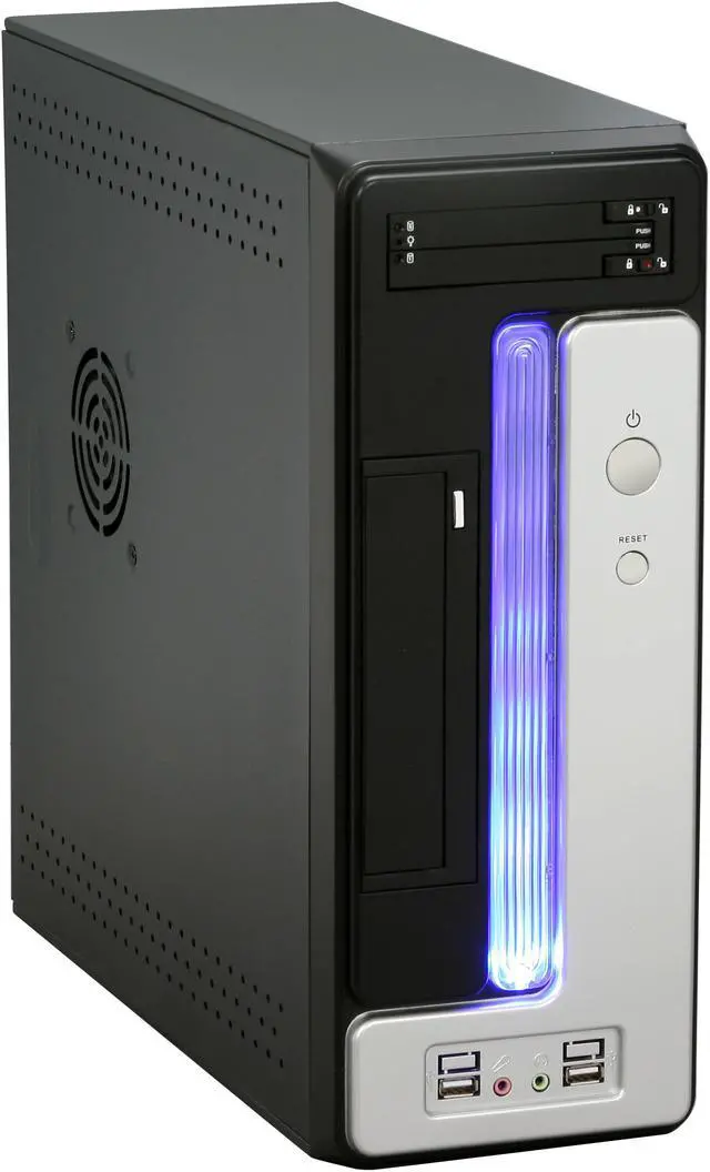 Main image of Athena Power CA-1015IS40H21 Black / Silver SECC Steel MicroATX Desktop / MicroATX Slim Computer Case with 400W Power Supply and dual 2.5" SATA Hot Swap