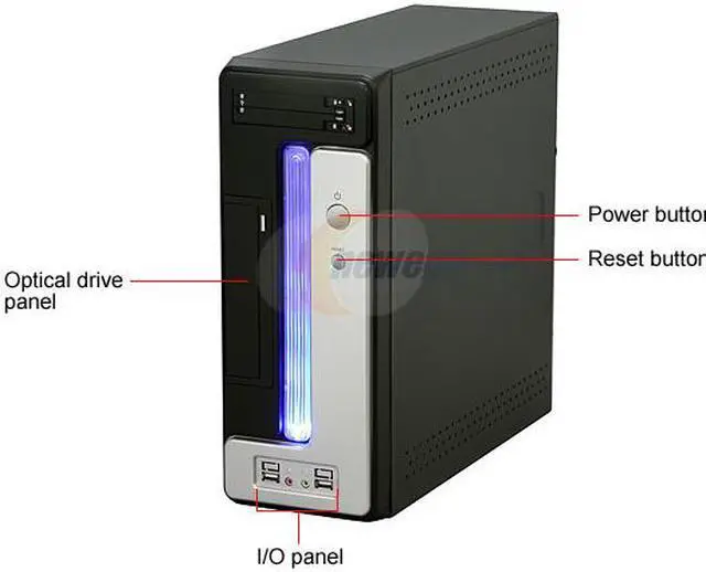 Alt view image 3 of 12 - Athena Power CA-1015IS40H21 Black / Silver SECC Steel MicroATX Desktop / MicroATX Slim Computer Case with 400W Power Supply and dual 2.5" SATA Hot Swap