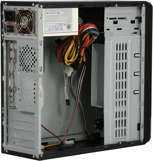 Alt view image 6 of 12 - Athena Power CA-1015IS40H21 Black / Silver SECC Steel MicroATX Desktop / MicroATX Slim Computer Case with 400W Power Supply and dual 2.5" SATA Hot Swap