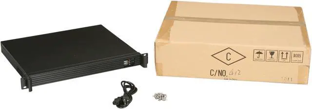 Alt view image 7 of 7 - Athena Power RM-1U1004M30 Black 1.2mm Steel 1U Rackmount Compact Server Chassis with 300W 80 PLUS Bronze Certified Flex Power Supply