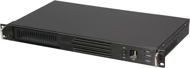 Main image of Athena Power RM-1U100D308 Black Aluminum/Steel 1U Rackmount Server Case 300W FlexATX 80PLUS Bronze 1 External 5.25" Drive Bay Compact Size 9.84" in depth - OEM