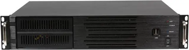 Alt view image 2 of 7 - Athena Power RM-2U200H47 Black Aluminum Front Pannel and 1.2mm Steel 2U Rackmount Server Case 470W 2 External 5.25" Drive Bays, Small Form Factor Chassis under 15" in Depth
