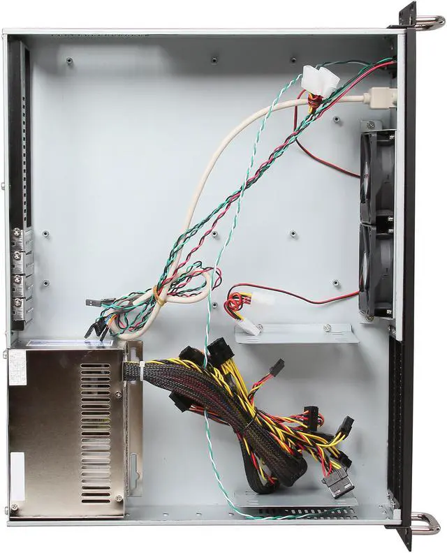 Alt view image 6 of 7 - Athena Power RM-2U200H47 Black Aluminum Front Pannel and 1.2mm Steel 2U Rackmount Server Case 470W 2 External 5.25" Drive Bays, Small Form Factor Chassis under 15" in Depth