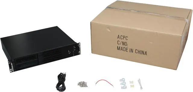 Alt view image 7 of 7 - Athena Power RM-2U200H47 Black Aluminum Front Pannel and 1.2mm Steel 2U Rackmount Server Case 470W 2 External 5.25" Drive Bays, Small Form Factor Chassis under 15" in Depth