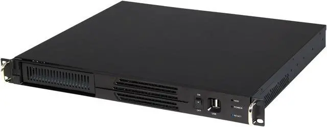 Main image of Athena Power RM-1U100DM408 Black Aluminum Front Panel and 1.2mm Steel 1U Rackmount Server Case 400W Flex ATX 80PLUS Bronze 1 External 5.25" Drive Bays