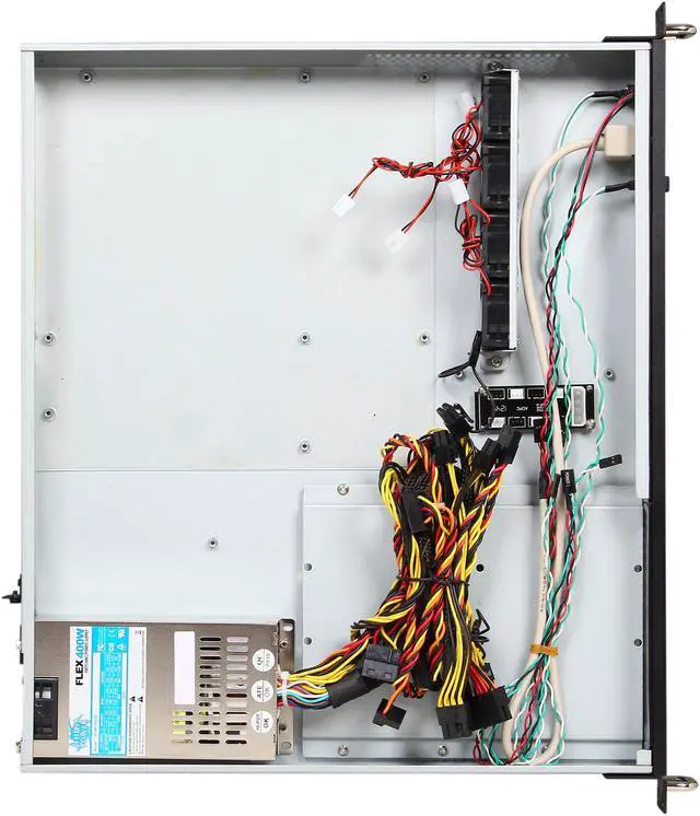 Alt view image 6 of 7 - Athena Power RM-1U100DM408 Black Aluminum Front Panel and 1.2mm Steel 1U Rackmount Server Case 400W Flex ATX 80PLUS Bronze 1 External 5.25" Drive Bays