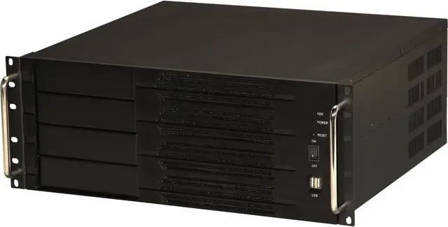 Main image of Athena Power RM-4U400S80 Black Aluminum Front Panel and 1.2mm Steel 4U Rackmount Server Case 800W ULTIMATE PS2 4 External 5.25" Drive Bays