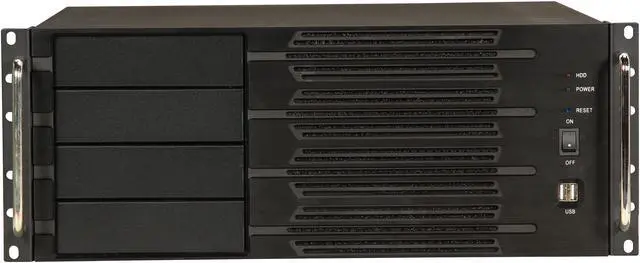 Alt view image 2 of 8 - Athena Power RM-4U400S80 Black Aluminum Front Panel and 1.2mm Steel 4U Rackmount Server Case 800W ULTIMATE PS2 4 External 5.25" Drive Bays
