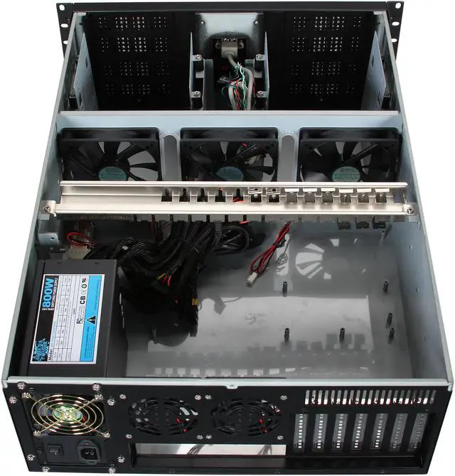 Alt view image 5 of 7 - Athena Power RM-DD4U48E808 Black 1.2mm Steel 4U Rackmount Server Case 800W 80 PLUS Bronze 8 External 5.25" Drive Bays