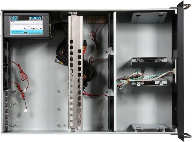 Alt view image 6 of 7 - Athena Power RM-DD4U48E808 Black 1.2mm Steel 4U Rackmount Server Case 800W 80 PLUS Bronze 8 External 5.25" Drive Bays