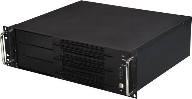 Main image of Athena Power RM-3U300PR80U2 Black Brushed Aluminum Front Bezel / 1.2mm SECC 3U Rackmount Server Case 2U 800W IPC Power supply 3 External 5.25" Drive Bays - OEM