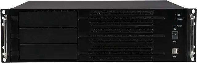 Alt view image 2 of 7 - Athena Power RM-3U300PR80U2 Black Brushed Aluminum Front Bezel / 1.2mm SECC 3U Rackmount Server Case 2U 800W IPC Power supply 3 External 5.25" Drive Bays - OEM