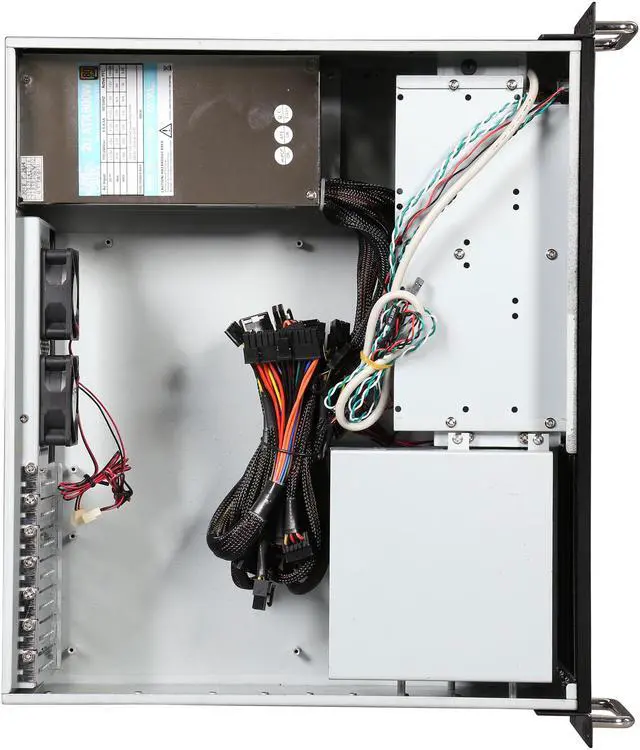 Alt view image 6 of 7 - Athena Power RM-3U300PR80U2 Black Brushed Aluminum Front Bezel / 1.2mm SECC 3U Rackmount Server Case 2U 800W IPC Power supply 3 External 5.25" Drive Bays - OEM