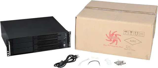 Alt view image 7 of 7 - Athena Power RM-3U300PR80U2 Black Brushed Aluminum Front Bezel / 1.2mm SECC 3U Rackmount Server Case 2U 800W IPC Power supply 3 External 5.25" Drive Bays - OEM