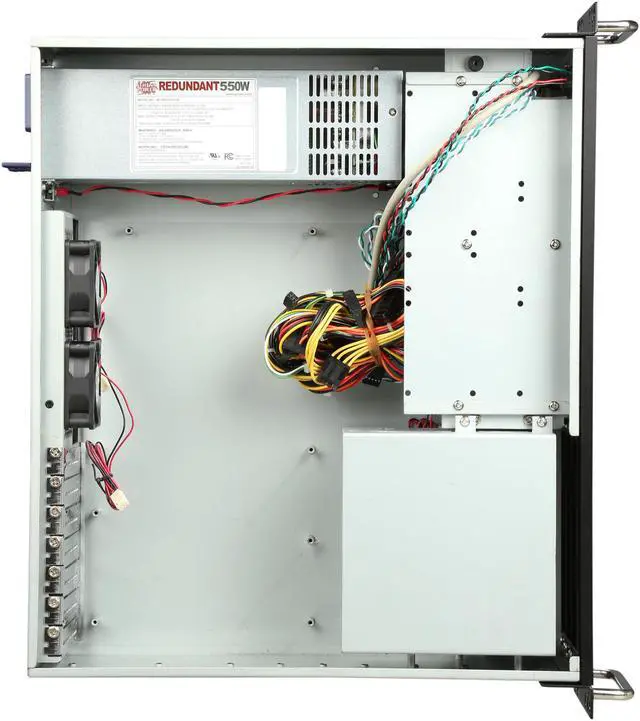 Alt view image 6 of 7 - Athena Power RM-3U300PRR55U2 Black Brushed Aluminum Front Bezel / 1.2mm SECC 3U Rackmount Server Case 2U 550W Micro Redundant power supply 3 External 5.25" Drive Bays - OEM