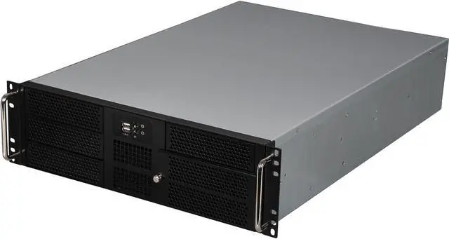 Main image of Athena Power RM-3U316465U3 Silver/Black 1.2mm SGCC 3U Rackmount Server Case 3U 650W IPC Power supply 6 External 5.25" Drive Bays