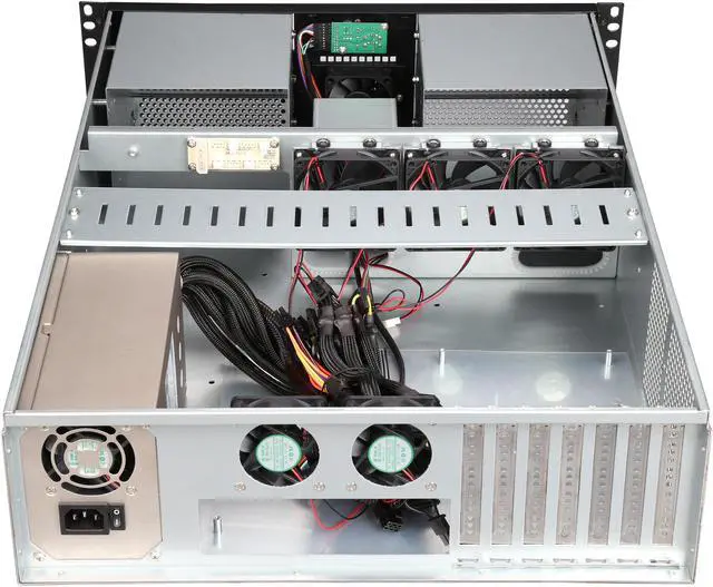 Alt view image 5 of 7 - Athena Power RM-3U316480U3 Silver/Black 1.2mm SGCC 3U Rackmount Server Case 3U 800W IPC Power supply 6 External 5.25" Drive Bays