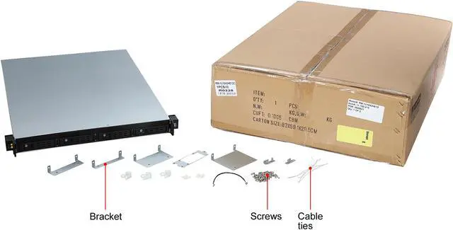 Alt view image 7 of 7 - Athena Power RM-1U1043HE12 12Gb/s 1U Hot-Swap 4-Bay E-ATX Rackmount Server Chassis w/ 12Gbps Mini-SAS Backplane Supports 4 x 3.5" or 2.5" SAS / SATA SSD / HDD - Support E-ATX (12" x 13") M/B - Externa - OEM