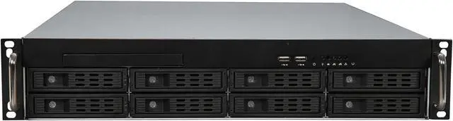 Alt view image 2 of 7 - Athena Power RM-2U2083HE12 12Gb/s 2U Hot-Swap 8-Bay E-ATX Rackmount Server Chassis w/ 12 Gbps Mini-SAS Backplane Supports 8 x 3.5" or 2.5" SAS / SATA SSD / HDD - Support E-ATX (12" x 13") M/B - Extern - OEM