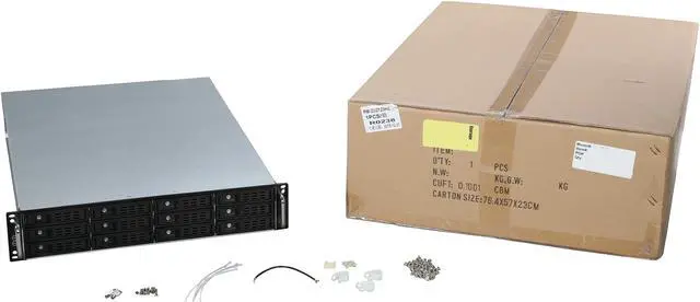 Alt view image 7 of 7 - Athena Power RM-2U2123HE12 12Gb/s 2U Hot-Swap 12-Bay E-ATX Rackmount Server Chassis w/ 12 Gbps Mini-SAS Backplane Supports 12 x 3.5" or 2.5" SAS / SATA SSD / HDD - Support E-ATX (12" x 13") M/B - Supp - OEM