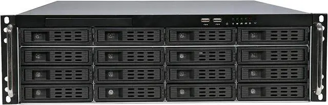 Alt view image 2 of 7 - Athena Power RM-3U3163HE12 12Gb/s 3U Hot-Swap 16-Bay E-ATX Rackmount Server Chassis w/ 12Gbps Mini-SAS Backplane Supports 16 x 3.5" or 2.5" SAS / SATA SSD / HDD - Support E-ATX (12" x 13") M/B - Exter - OEM