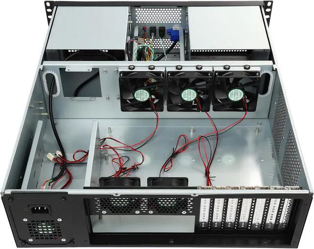 Alt view image 6 of 7 - Athena Power RM-3UWIN525 Black 1.2mm SECC 3U Rackmount Server Case PS2 Single (Front) PS3 Single (Front) 4 External 5.25" Drive Bays - OEM