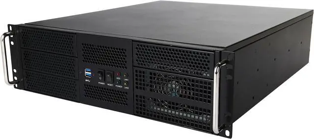 Main image of Athena Power RM-3UWIN525P708 Black 1.2mm SECC 3U Rackmount Server Case AP-P4ATX70FEP8 4 External 5.25" Drive Bays - OEM
