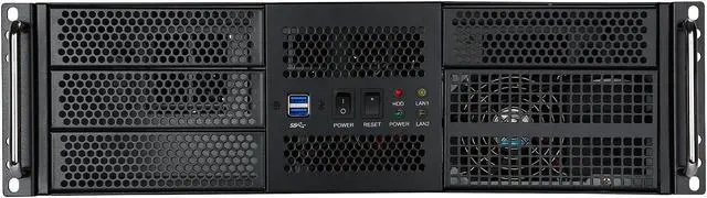 Alt view image 2 of 7 - Athena Power RM-3UWIN525P708 Black 1.2mm SECC 3U Rackmount Server Case AP-P4ATX70FEP8 4 External 5.25" Drive Bays - OEM