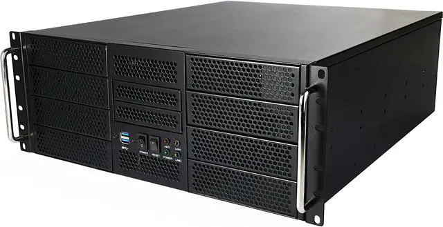 Main image of Athena Power RM-4UWIN525 Black 1.2mm SECC 4U Rackmount Server Case Mini-Redundant 2U Micro Redundant PS2 Single 3U Single 8 External 5.25" Drive Bays