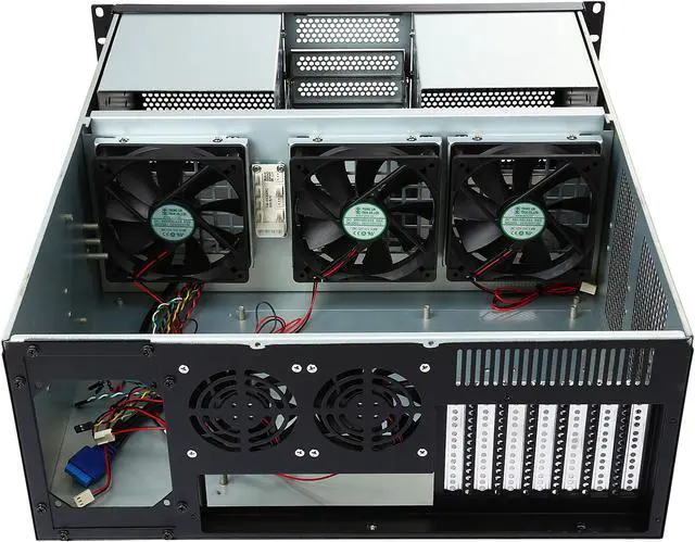 Alt view image 5 of 7 - Athena Power RM-4UWIN525 Black 1.2mm SECC 4U Rackmount Server Case Mini-Redundant 2U Micro Redundant PS2 Single 3U Single 8 External 5.25" Drive Bays