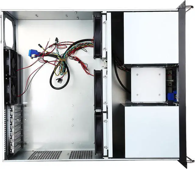 Alt view image 6 of 7 - Athena Power RM-4UWIN525 Black 1.2mm SECC 4U Rackmount Server Case Mini-Redundant 2U Micro Redundant PS2 Single 3U Single 8 External 5.25" Drive Bays