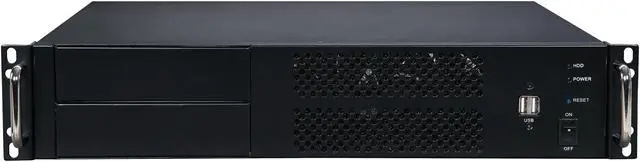 Alt view image 2 of 7 - Athena Power RM-2UC238 Black 1.0mm SECC 2U Rackmount Server Case PS3 Single 2 External 5.25" Drive Bays