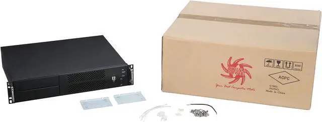 Alt view image 7 of 7 - Athena Power RM-2UC238 Black 1.0mm SECC 2U Rackmount Server Case PS3 Single 2 External 5.25" Drive Bays