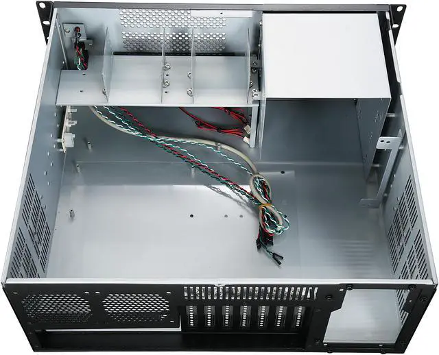 Alt view image 5 of 7 - Athena Power RM-4UC438 Black 1.0mm SECC 4U Rackmount Server Case PS2 Single Mini-Redundant