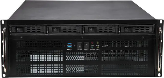 Alt view image 2 of 7 - Athena Power RM-4U8G1043 Black SGCC (T = 1.2mm) 4U Rackmount Server Case - OEM