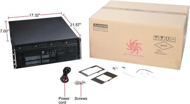 Alt view image 7 of 7 - Athena Power RM-4U8G1043 Black SGCC (T = 1.2mm) 4U Rackmount Server Case - OEM