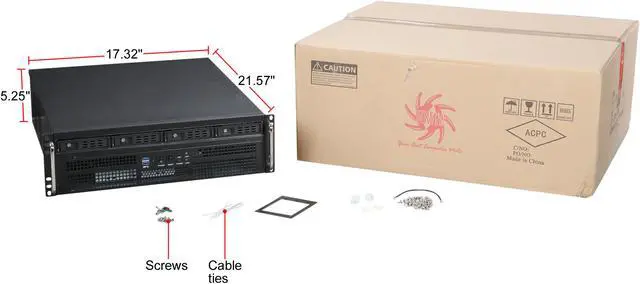 Alt view image 6 of 6 - Athena Power RM-3U8G1043 Black SGCC (T=1.2mm) 3U Rackmount Server Case