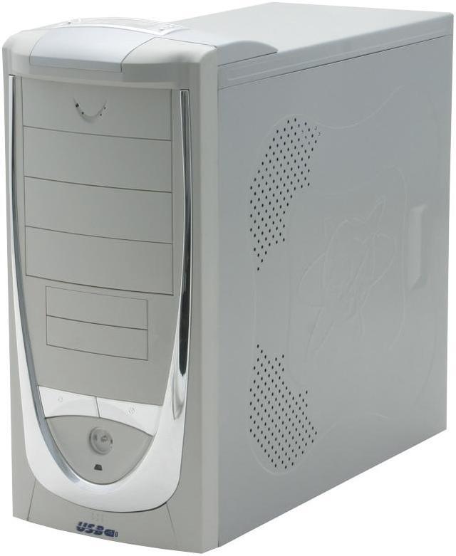 Alt view image 3 of 9 - ASYS N7650 Beige/Silver Steel ATX Mid Tower Computer Case 350W Power Supply