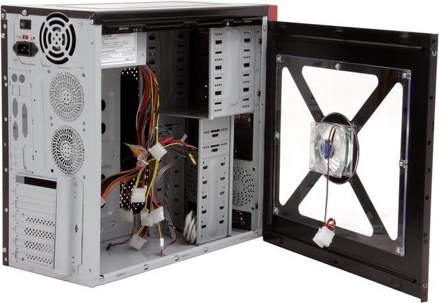 Alt view image 7 of 14 - ASYS X-60 Robot Black/ Red Steel ATX Mid Tower Computer Case 500W Power Supply
