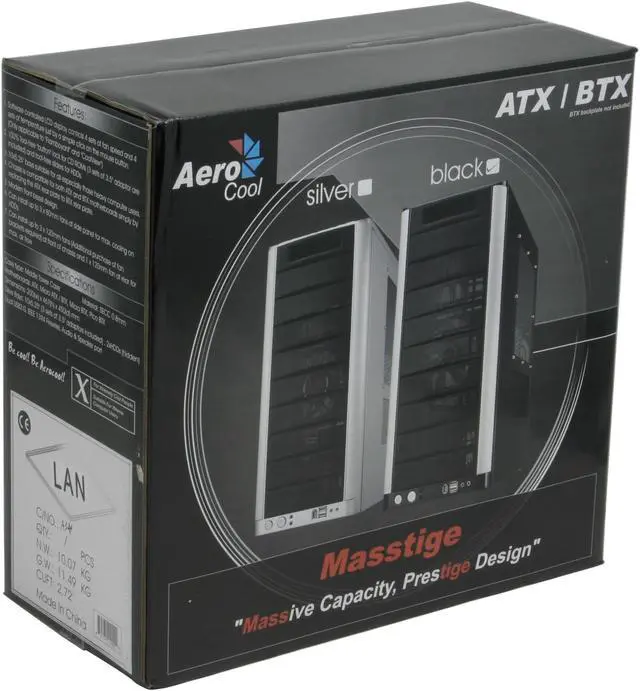 Alt view image 8 of 8 - AeroCool Masstige BLK Black Steel ATX Mid Tower Computer Case