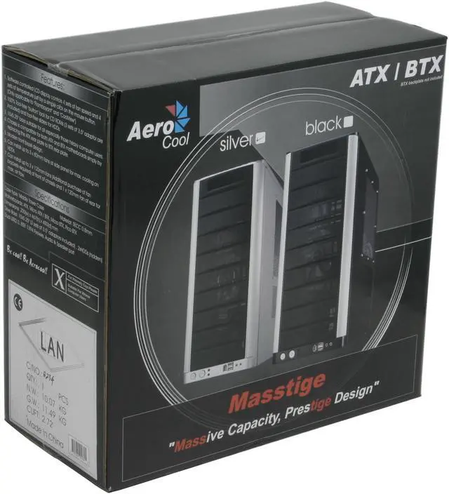 Alt view image 10 of 10 - AeroCool Masstige Silver SECC 0.8mm ATX Mid Tower Computer Case