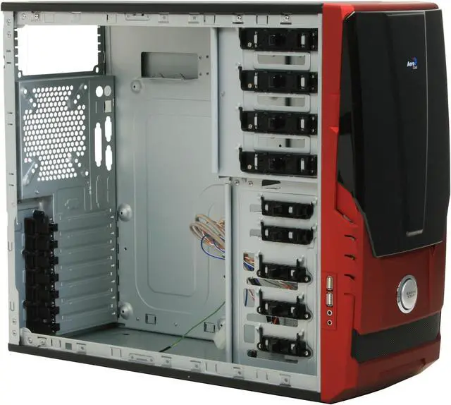 Alt view image 9 of 12 - AeroCool AeroRacer Pro Red 0.6mm SECC Steel ATX Mid Tower Computer Case