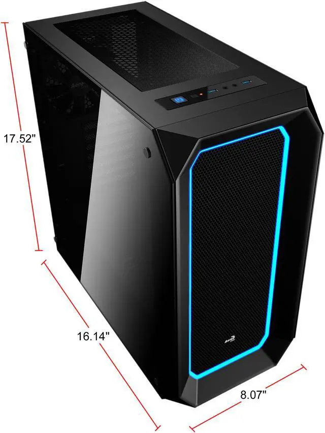 Alt view image 6 of 13 - AeroCool P7 series P7-C0 Black Steel / Tempered Glass ATX Mid Tower Computer Case ATX PSU (Optional) Power Supply