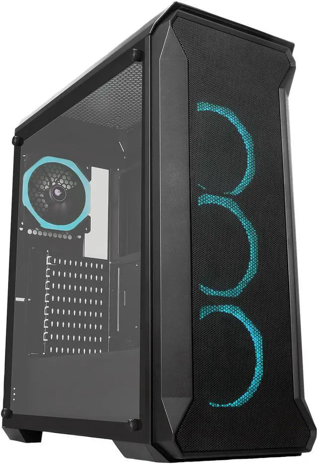 Alt view image 5 of 20 - SAMA Tank-RGB Black Dual USB3.0 Steel/ Tempered Glass ATX Mid Tower Gaming Computer Case w/Tempered Glass Panel and 4x Addressable RGB LED Ring Fans Pre-Installed