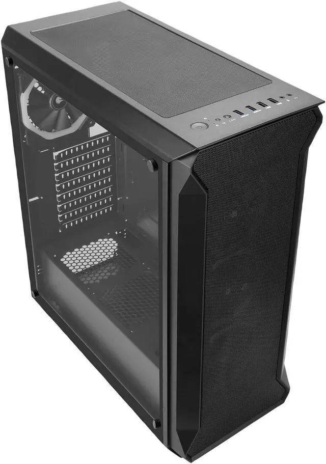 Alt view image 14 of 20 - SAMA Tank-RGB Black Dual USB3.0 Steel/ Tempered Glass ATX Mid Tower Gaming Computer Case w/Tempered Glass Panel and 4x Addressable RGB LED Ring Fans Pre-Installed
