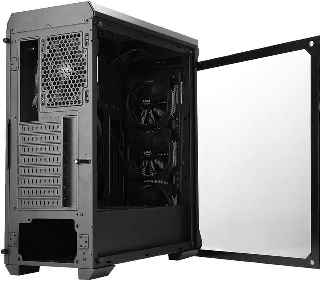 Alt view image 15 of 20 - SAMA Tank-RGB Black Dual USB3.0 Steel/ Tempered Glass ATX Mid Tower Gaming Computer Case w/Tempered Glass Panel and 4x Addressable RGB LED Ring Fans Pre-Installed